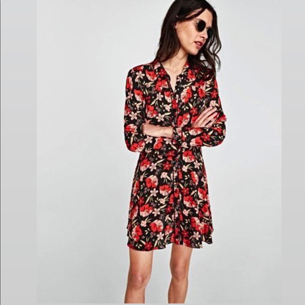 Zara Floral Pattern Mini Dress - Size S
